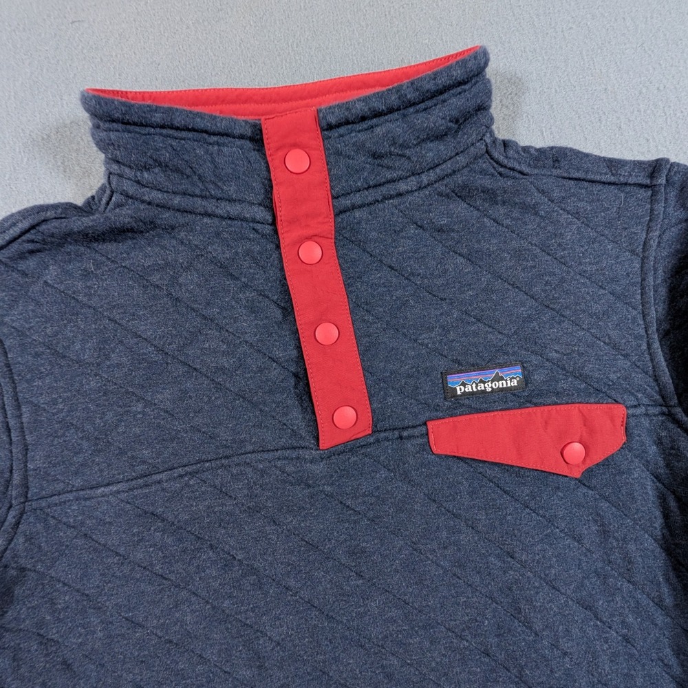 Patagonia Cotton Quilt Snap-T Pullover‎ Kids XL Navy Blue Red